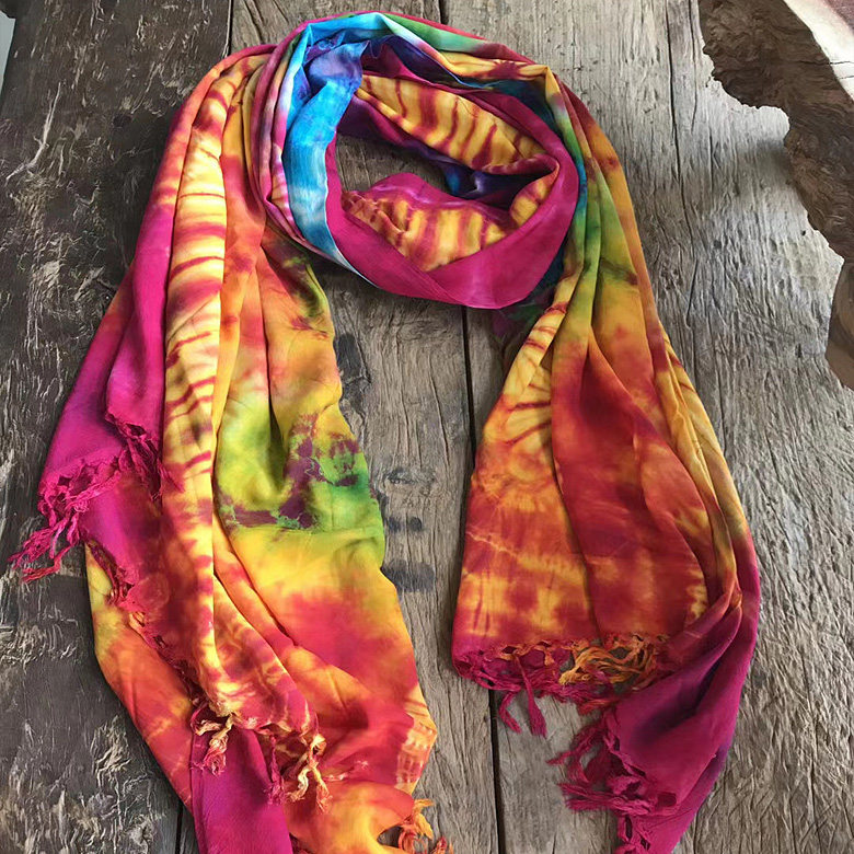 泰国东南亚印度手工扎染染色围巾披肩空调民族围巾