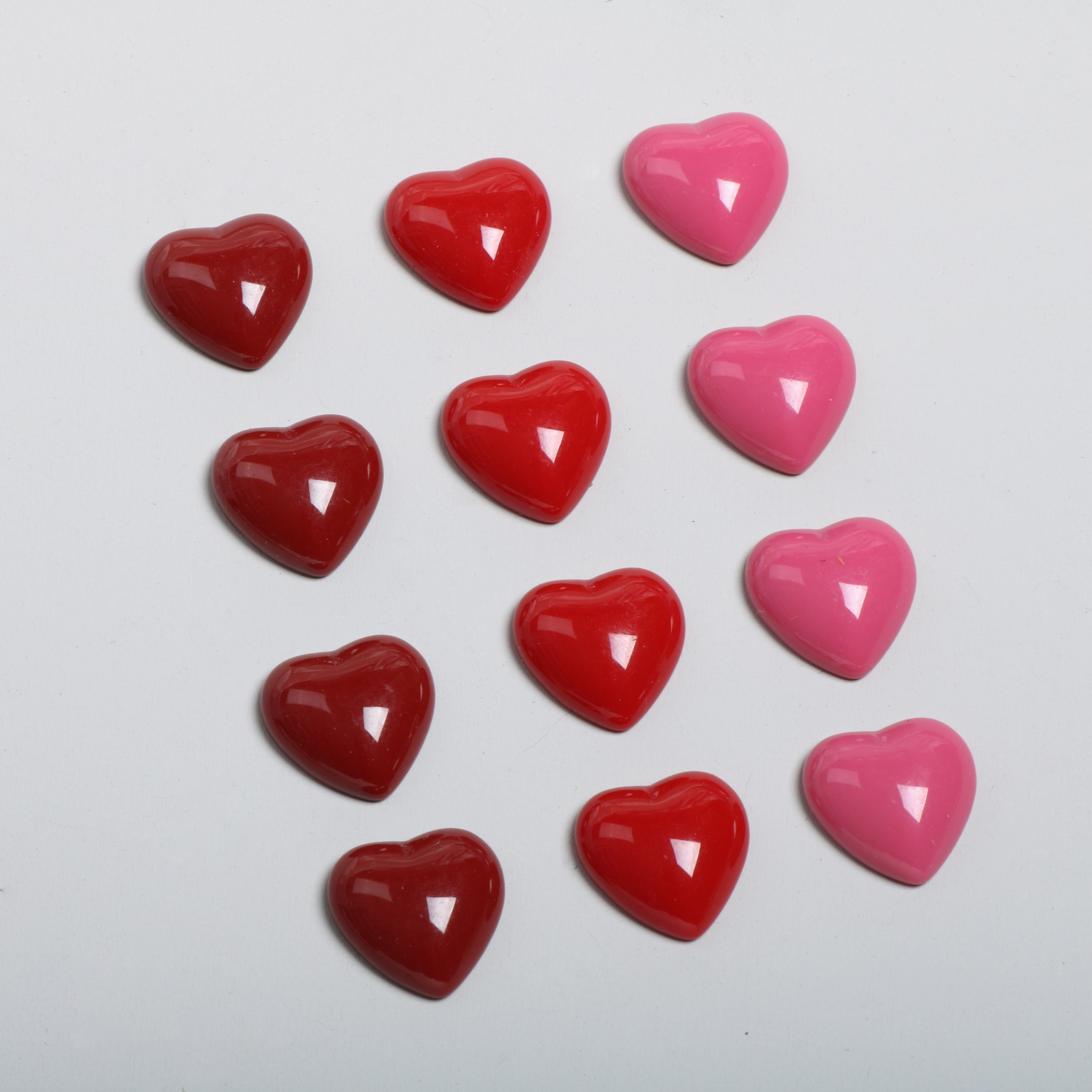 日系爱心心纯色酒红大红色心形树脂耳钉贴片其他diy饰品配件