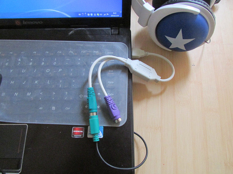 ps2usb转接接线圆头鼠标键盘接口转换器笔记本连接线