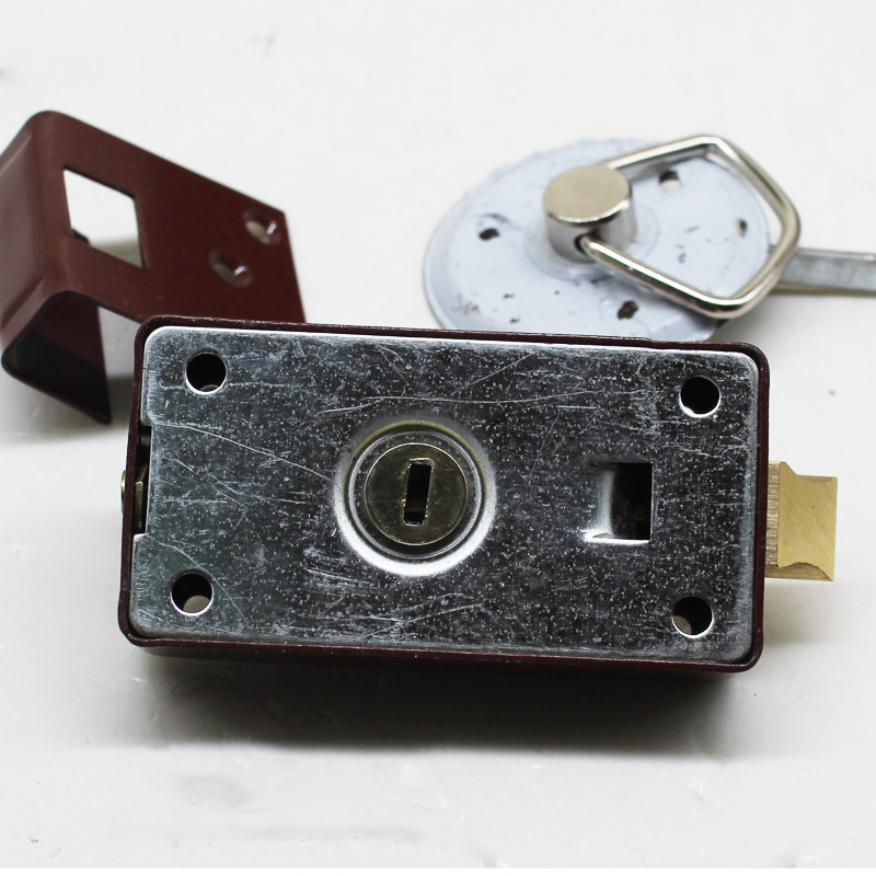 老式防盗门锁单斜舌牛头锁外装木门通用型暗锁保险锁无钥匙门锁具