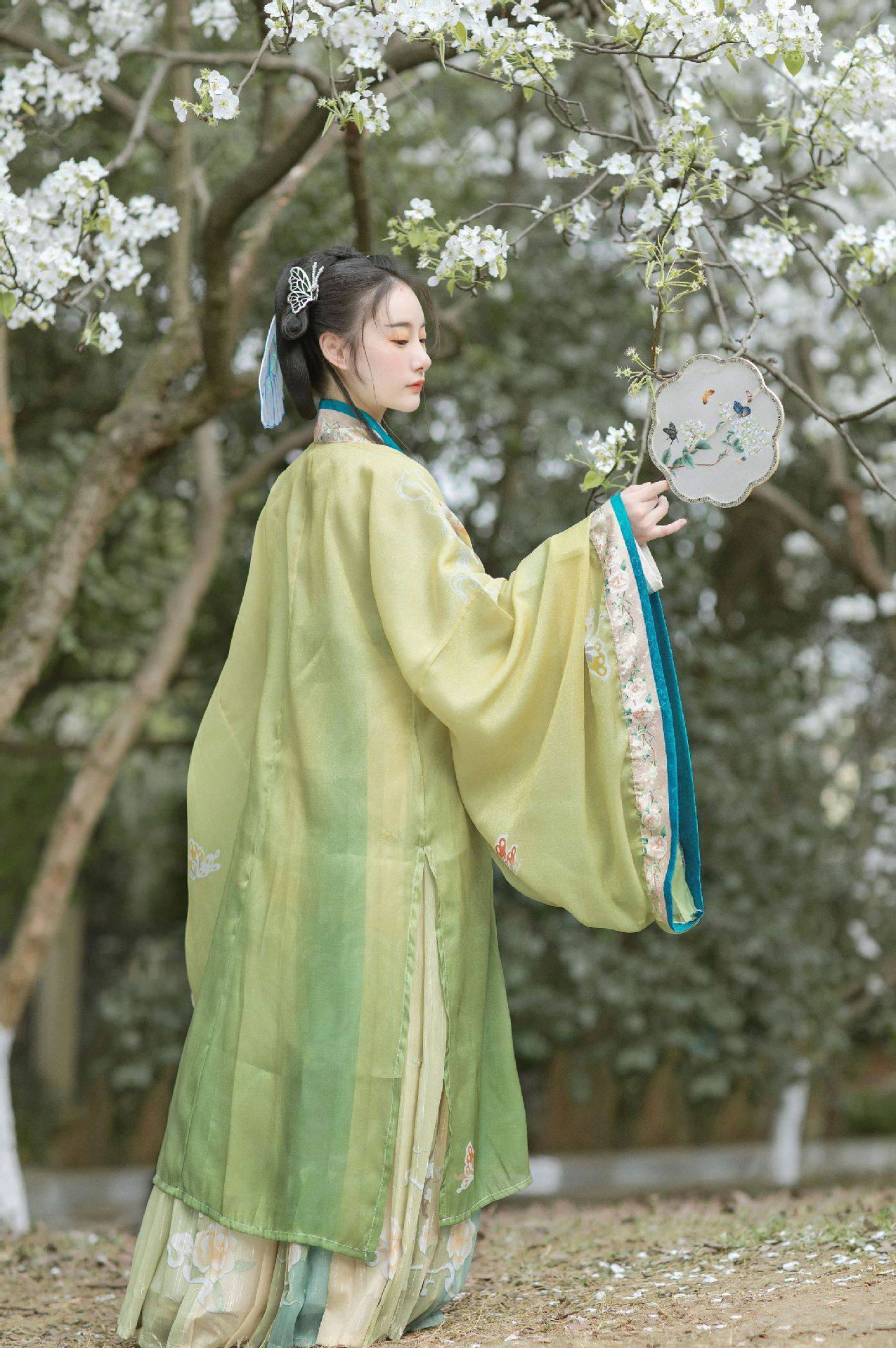 汉服女凤蝶古装宋制套装交领齐腰大袖少女春秋民族服装