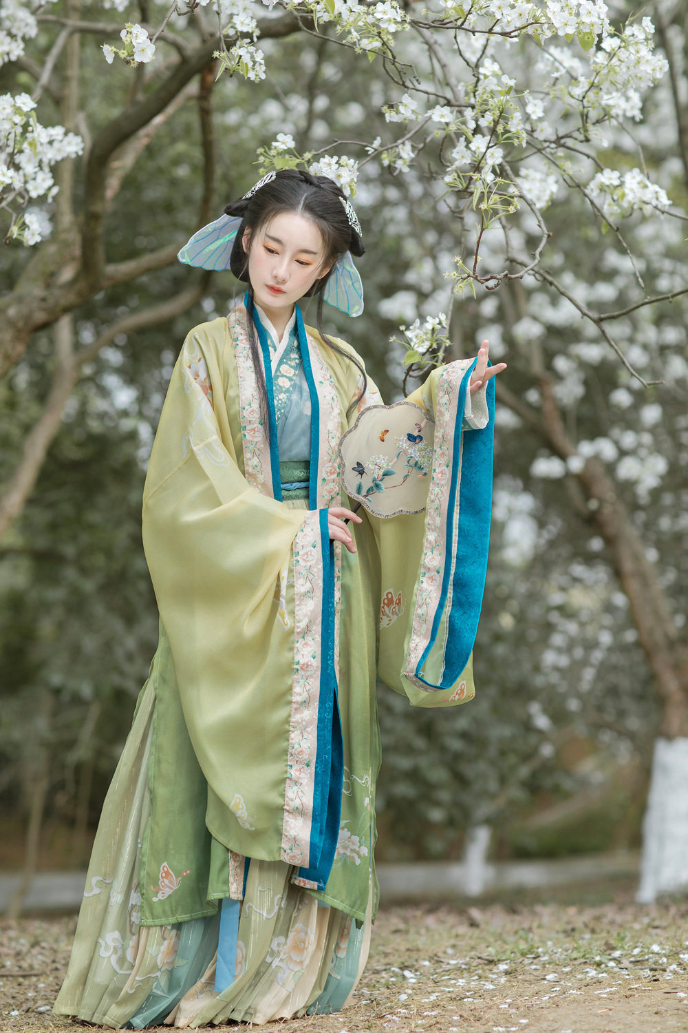 汉服女凤蝶古装宋制套装交领齐腰大袖少女春秋民族服装