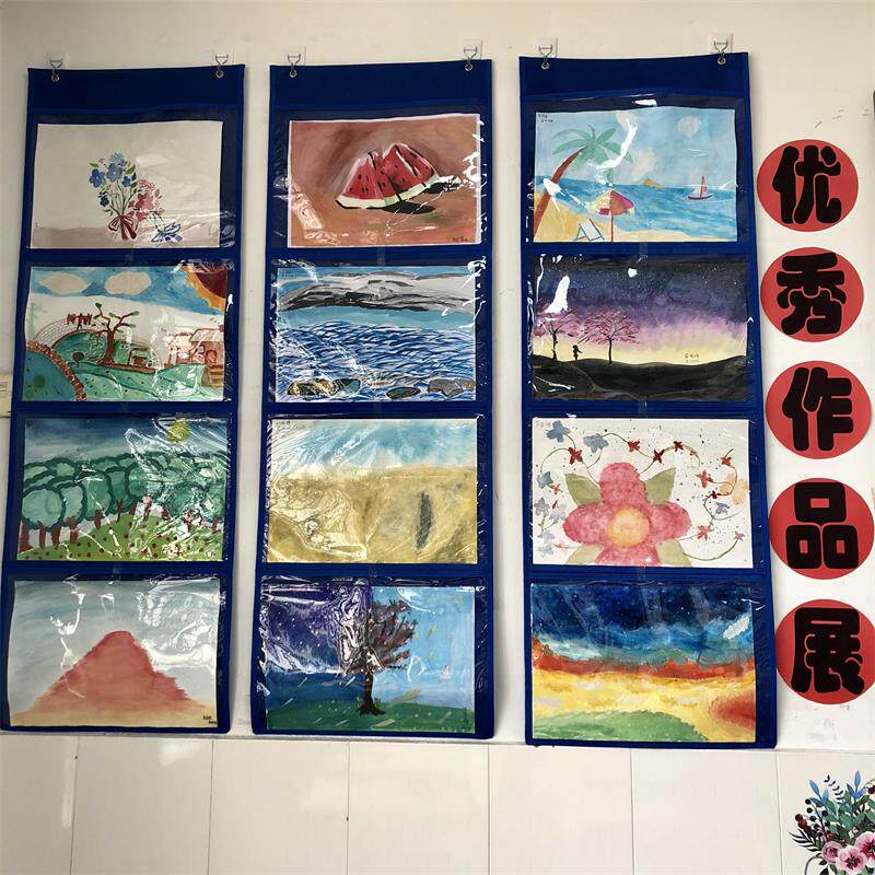 新款a3横版幼儿宝宝画画作品展示收纳收纳挂袋