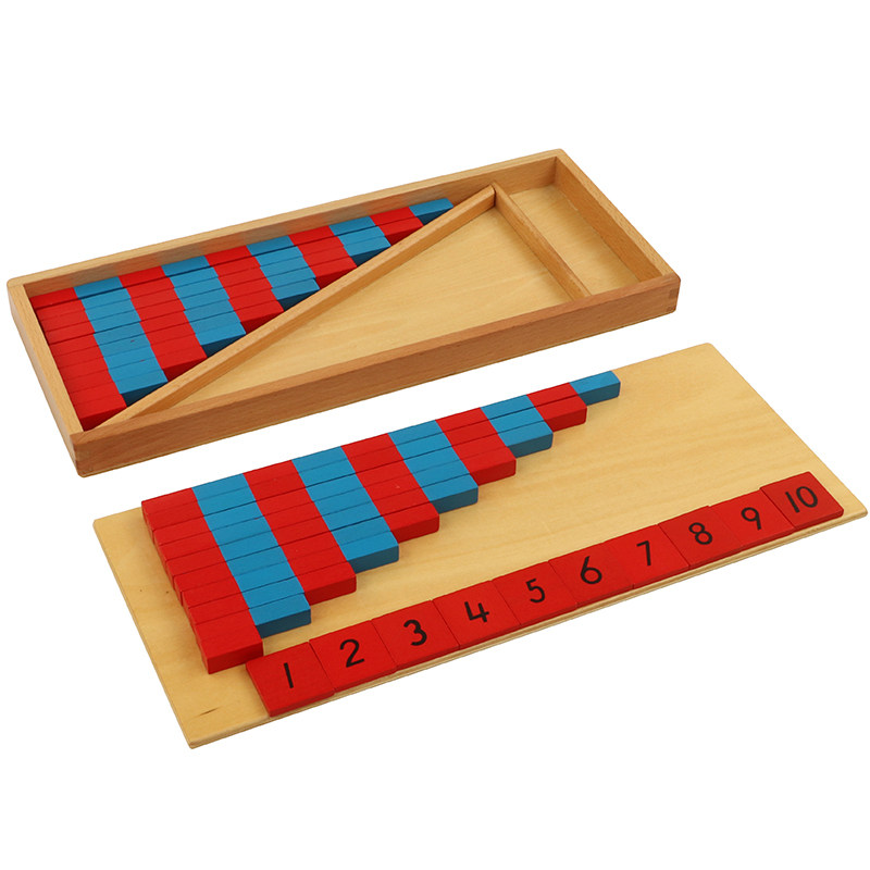 蒙氏数学教具数棒长短感知觉学习底座专业教学版长棒红棒幼儿园