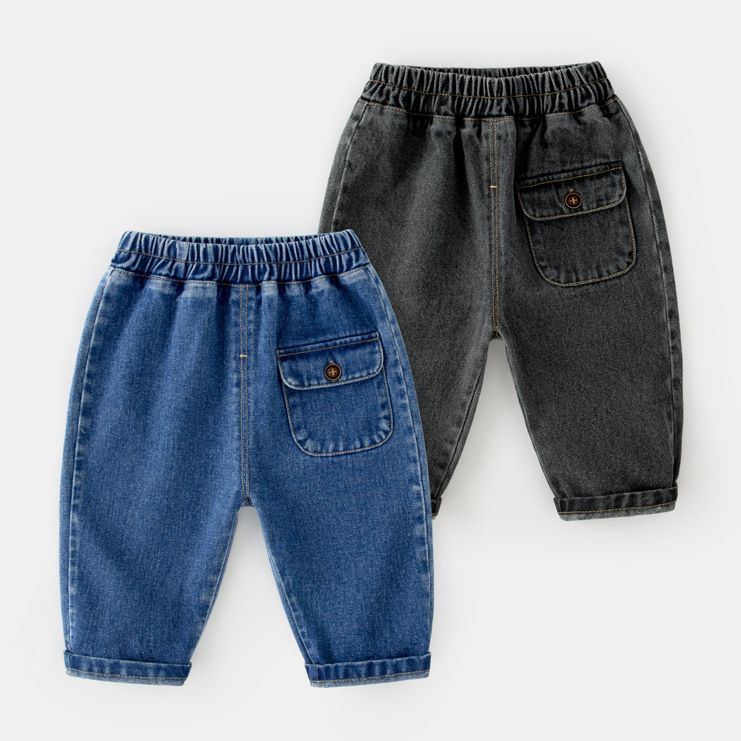 宝宝牛仔裤春秋男童长裤洋气春装婴儿裤子女童裤子