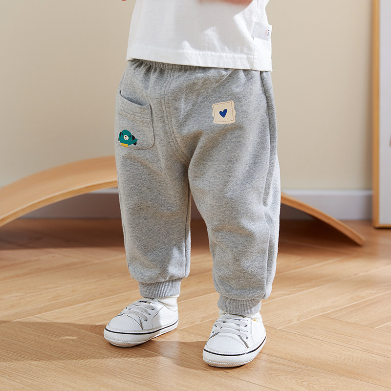 宝宝运动春秋薄款男童洋气裤子13岁婴儿卡通裤子