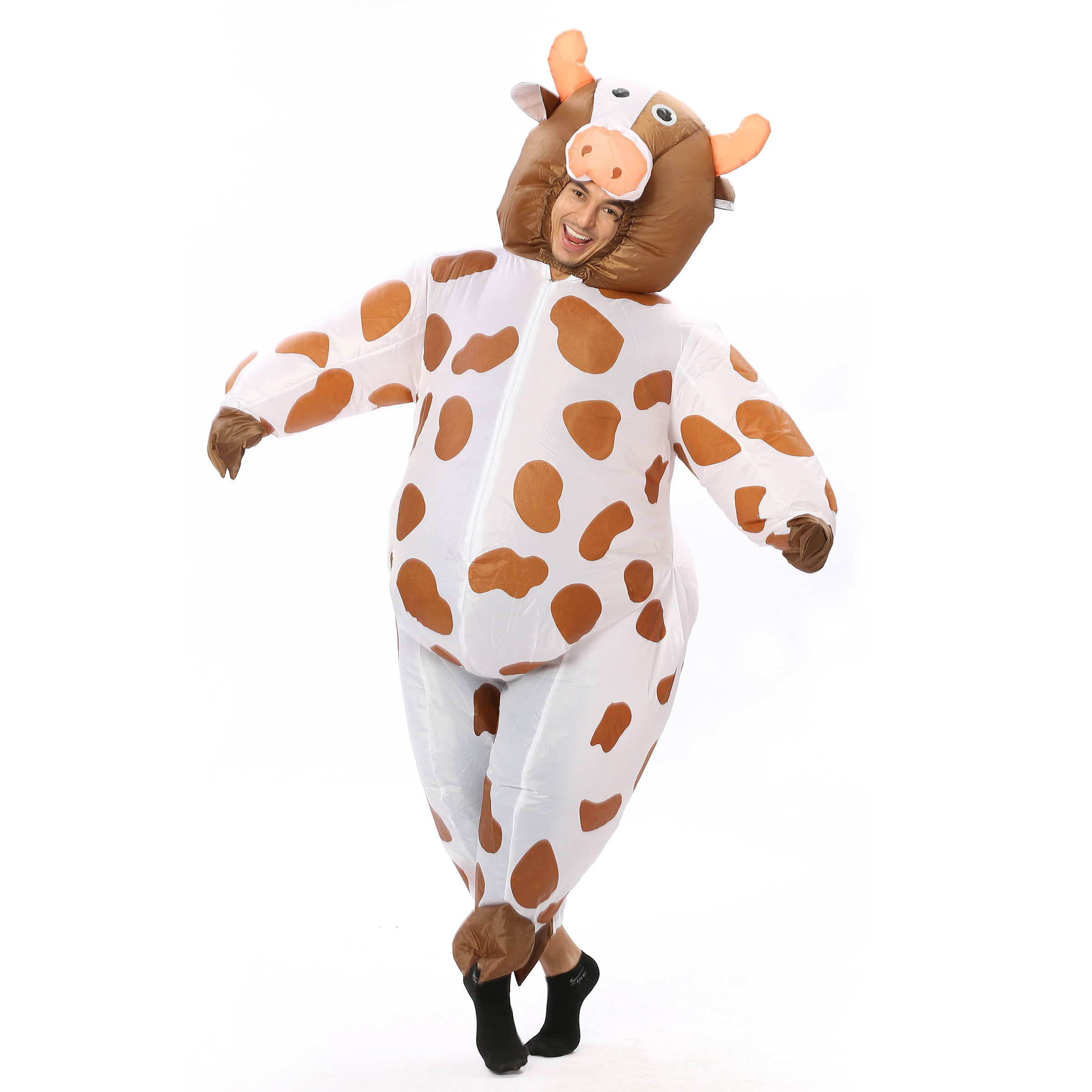 搞笑儿童成人黑白奶牛充气服装酒吧派对表演服饰