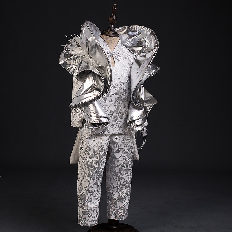 设计儿童演出服高端定制模特走秀套装金属服装套装