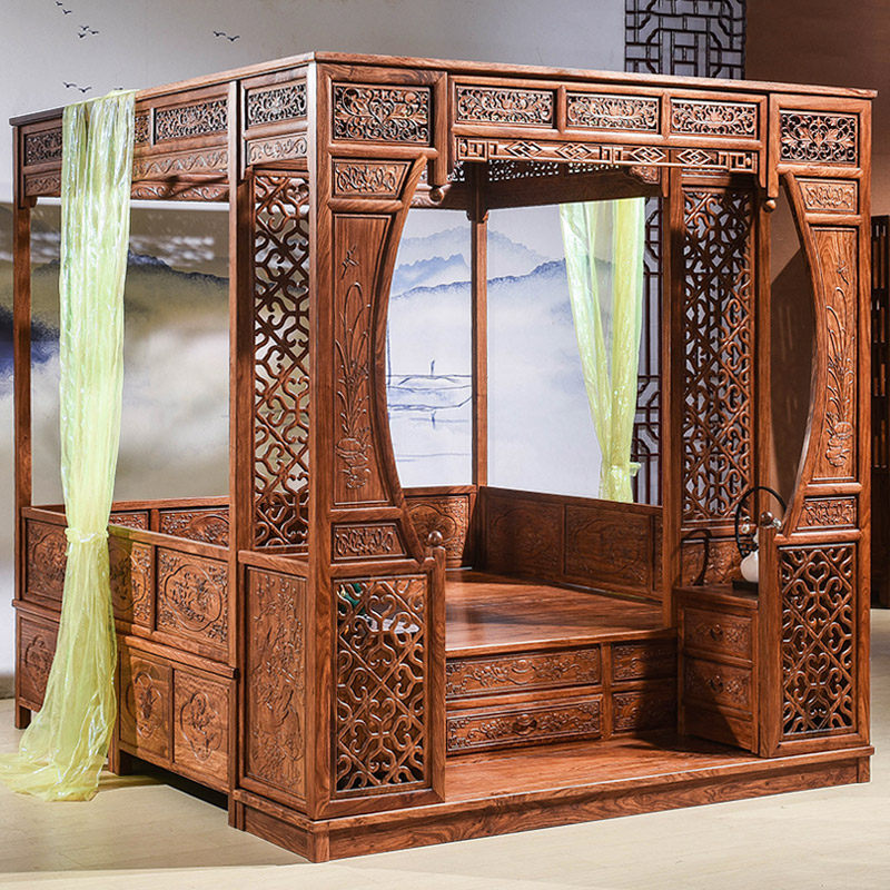 晖腾红木千工拔步架子实木家具花梨刺猬紫檀明清古典拔步床