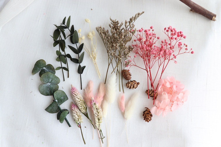 干花材料永生花手工diy新娘头饰花环相框团扇干花