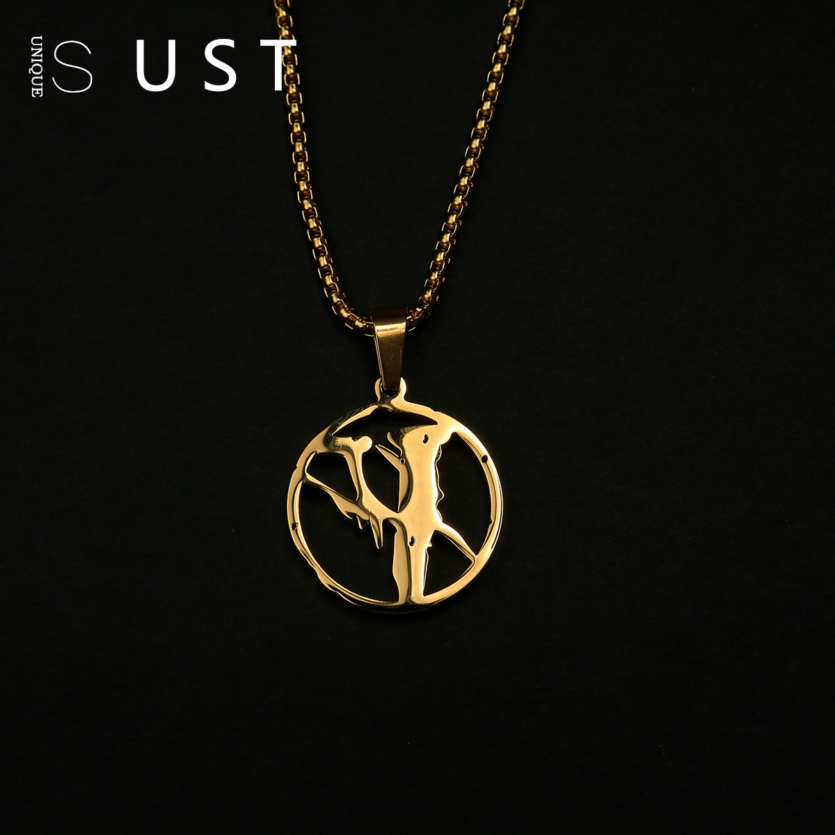 简约潮牌个性藤原浩闪电项链男女酷ins嘻哈百搭钛钢吊坠长毛衣链