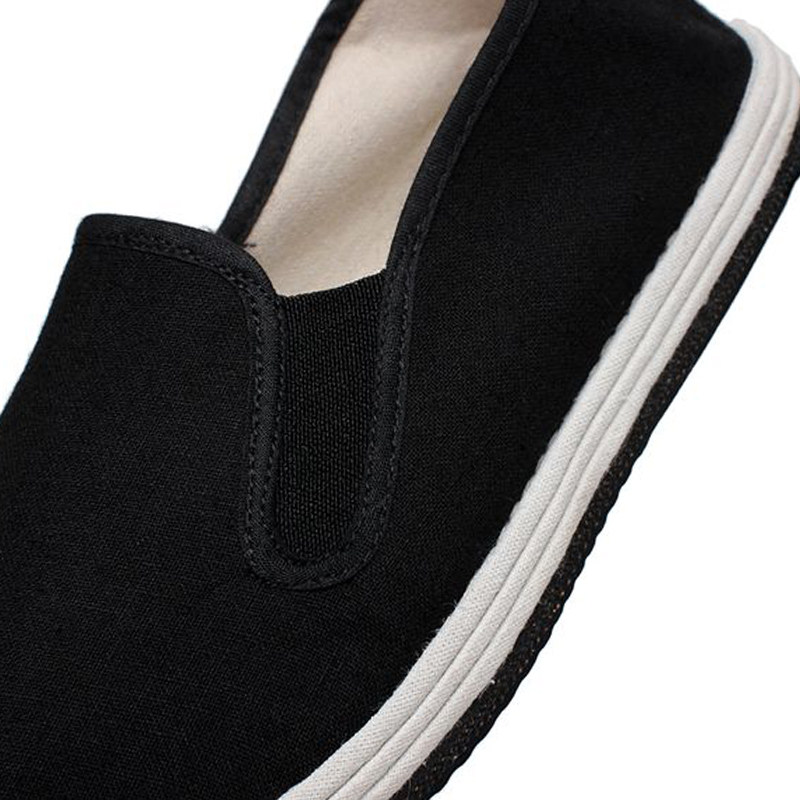 黑布布鞋老北京传统老款单鞋松紧男款胶底相巾口单鞋