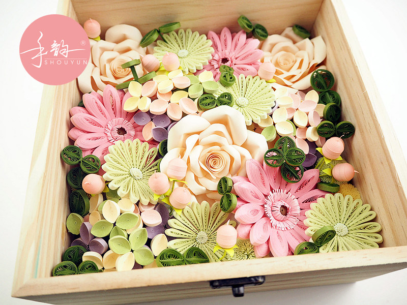 手韵衍纸【幸福花盒】材料包 衍纸花盒成品折纸花创意手工diy制作