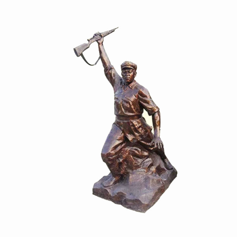 定做玻璃钢树脂仿铜红军雕像定制新四军雕塑冲锋雕塑