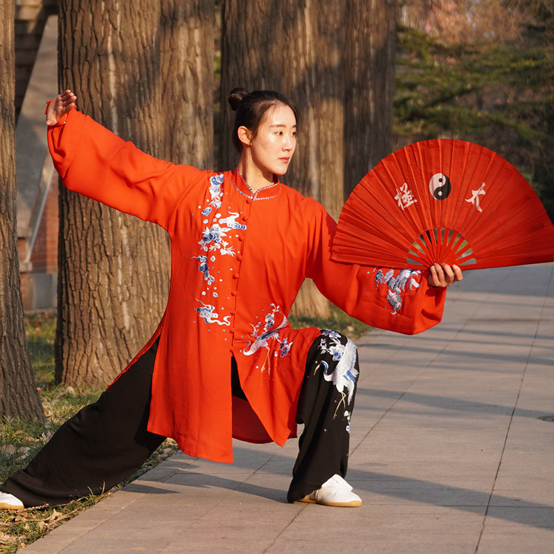 新款马蕾太极武术练功定制刺绣太极春蕾中长版型太极服