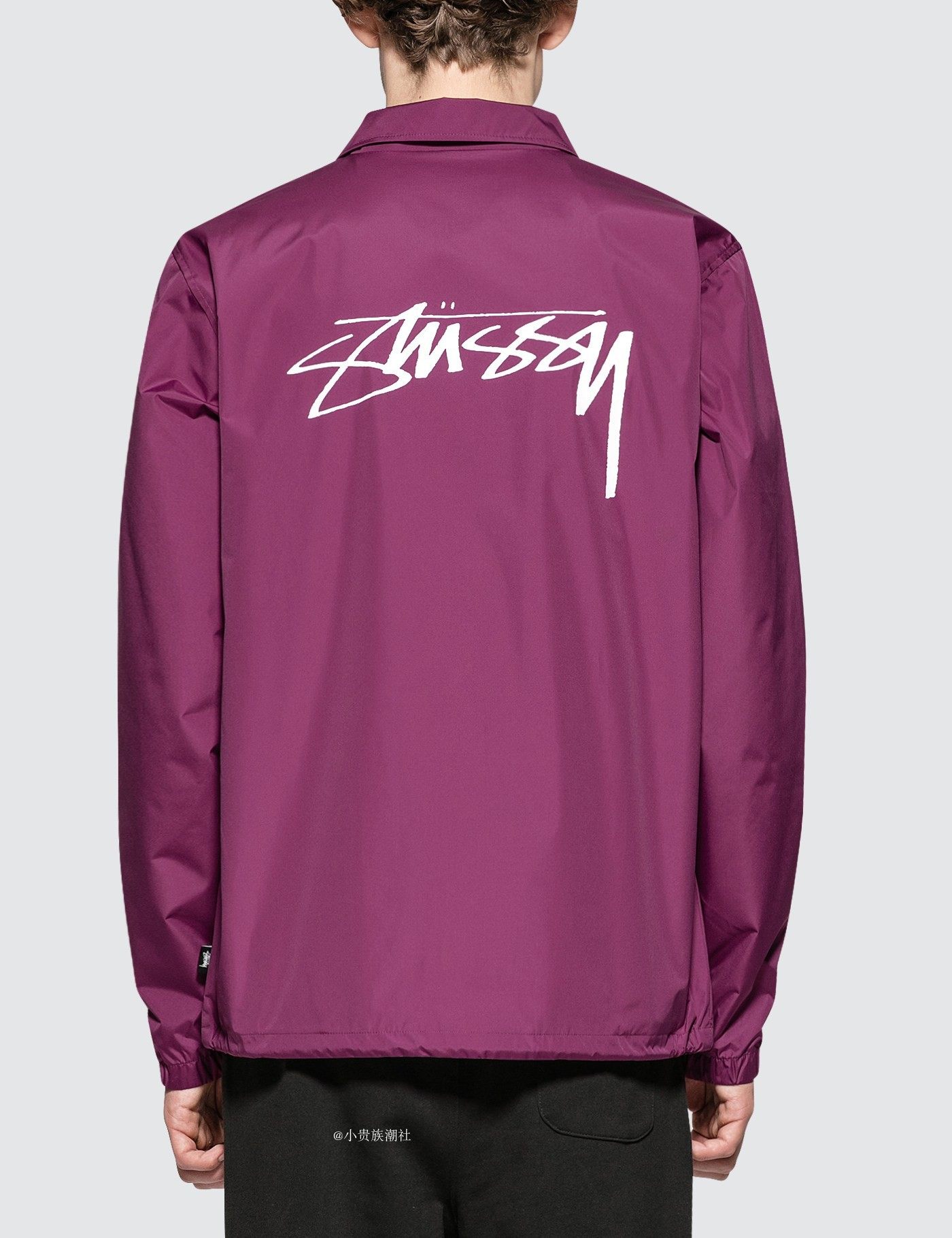 stussy经典logo防水抗风教练夹克男装按扣外套夹克