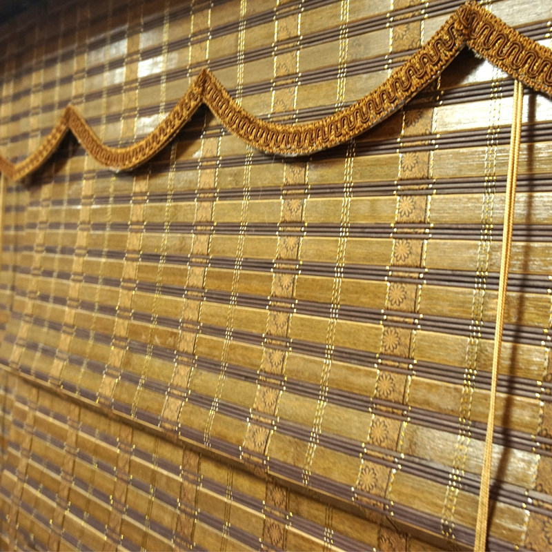 中国国风定制高档罗马扇形竹帘竹子卷帘茶楼卷帘