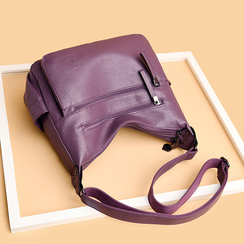 凯蒂袋鼠真皮包包女士百搭简约软皮单肩斜挎包妈妈时尚中老年女包