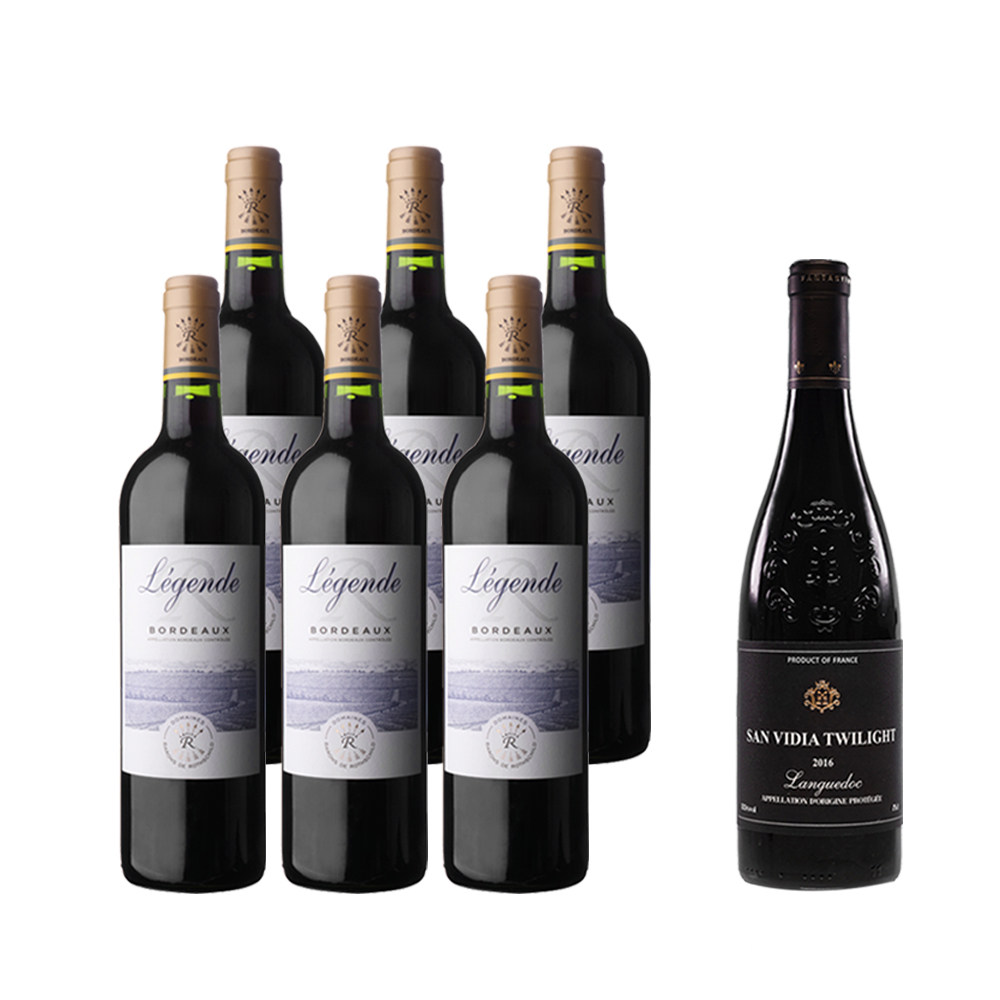 红葡萄酒法国进口拉菲传奇整箱暮光朗格多克1支干红静态葡萄酒