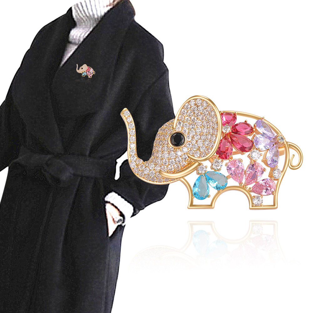 新品欧美异国风情锆石大象胸针波西米亚童趣卡通别针胸针