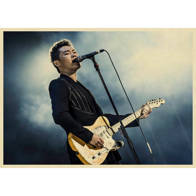 梁博海报流行摇滚歌手音乐画复古画报酒吧kt牛皮纸v装饰粘贴画