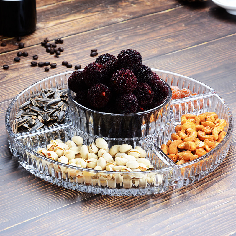 欧式茶几零食干果五格ktv格盘几分客厅玻璃果盆