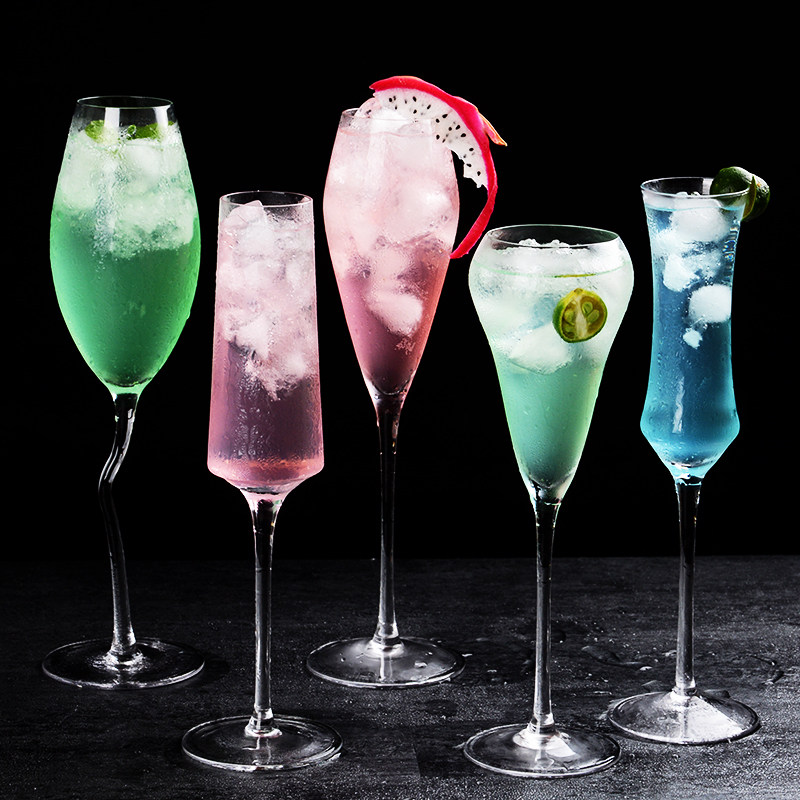 创意香槟杯高脚杯 个性酒吧家用鸡尾酒杯子 水晶玻璃气泡杯闺蜜杯