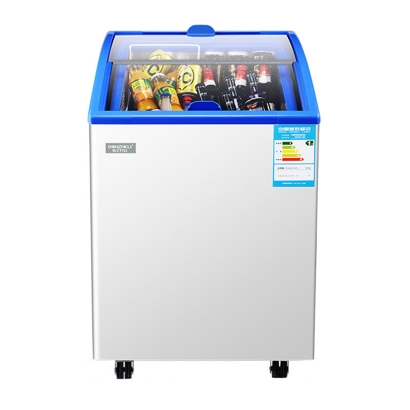 小型雪糕展示冰柜商用玻璃门迷你圆弧冷藏冷冻卧式冷柜