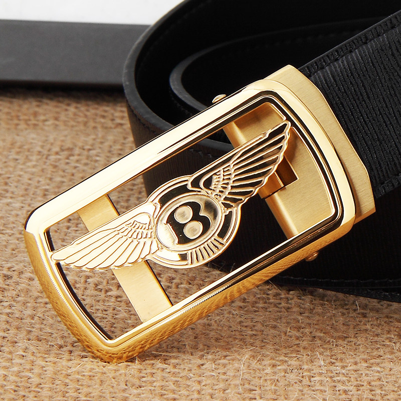 休闲腰带钢扣字母青年商务过敏牛皮8头宾利腰带