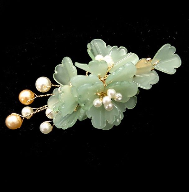 发饰原创樱花茶花海棠桃花发簪步摇汉服玉簪发饰