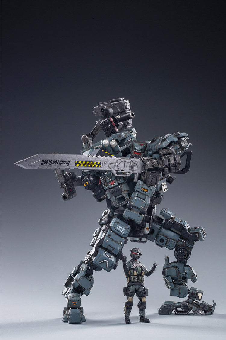 机甲暗源joytoy蓝色钢骨强击强化变形玩具关节机器人