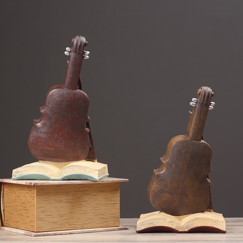 装饰钟表摆设座钟桌面办公桌咖啡厅客厅小提琴钟摆件摆件