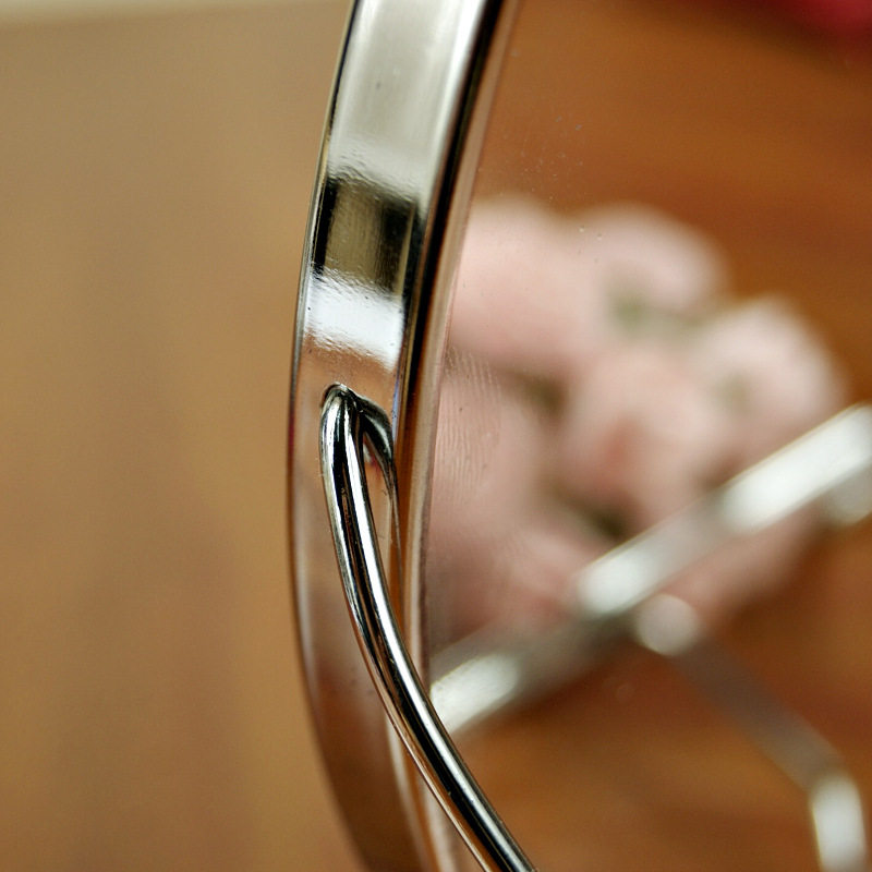 边镜复古工艺镀银圆形双面镜子化妆镜梳妆美容随身化妆镜