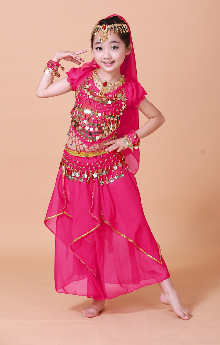 服装女童儿童印度肚皮练功少儿民族舞新疆舞蹈肚皮舞套装(演出服)