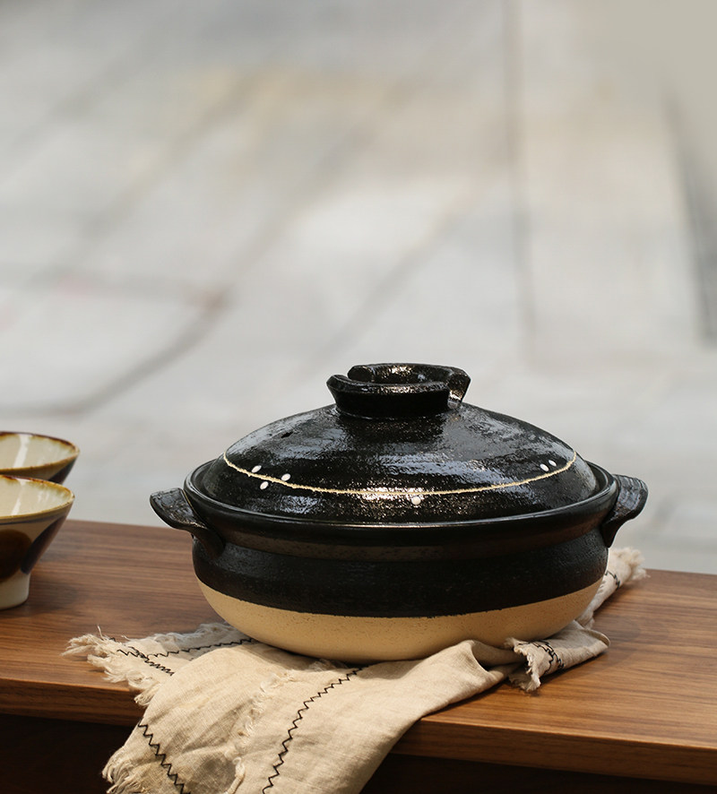 my日本四日市万古烧釉线土锅饭锅小森森林煲汤砂锅