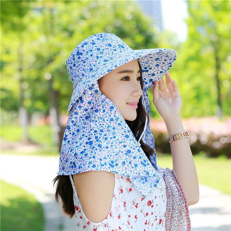 大檐遮阳采茶帽女夏季骑车户外运动工作防紫外线防风防灰尘防晒帽
