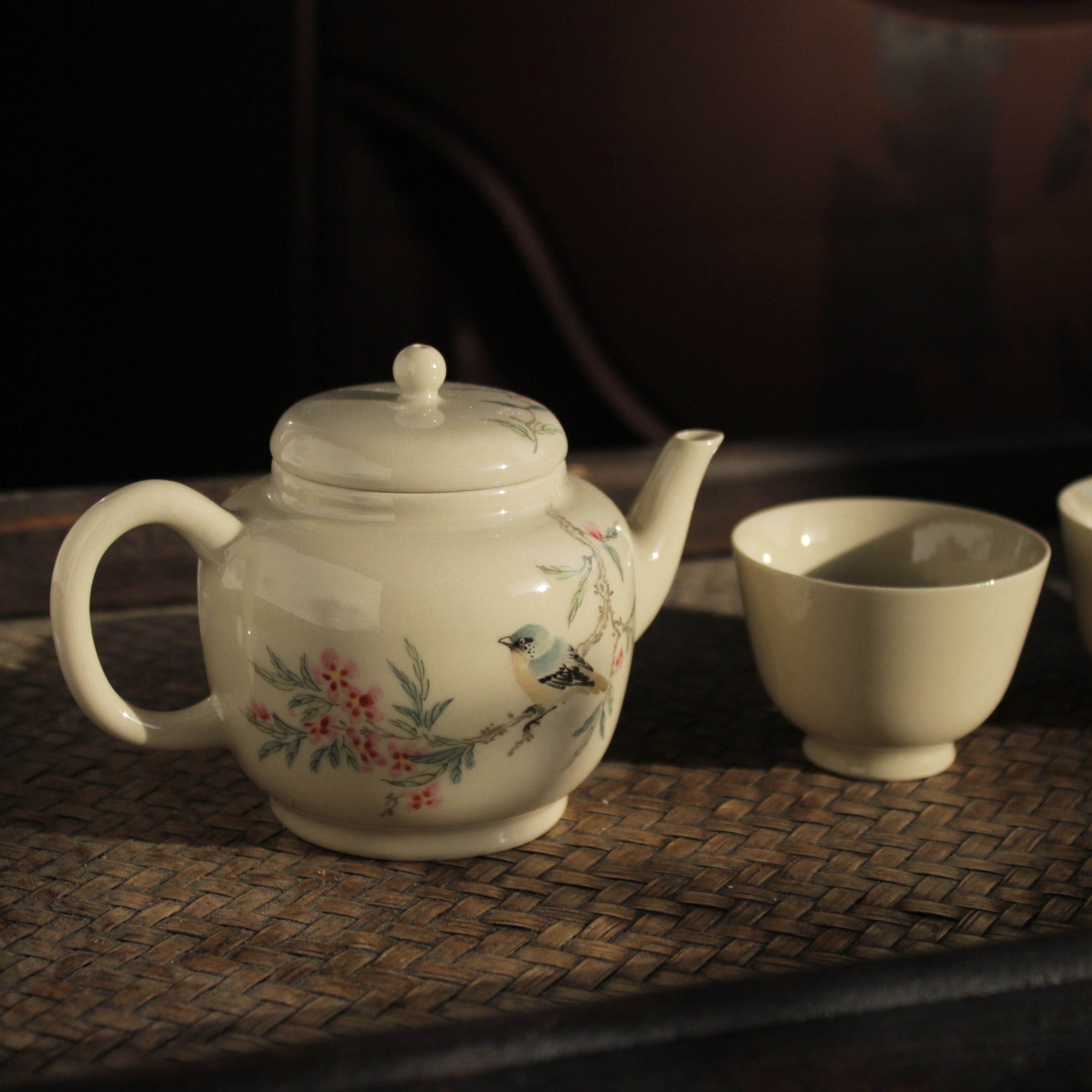 闻鸢茶器草木灰佛手花鸟家用功夫功夫茶茶具复古茶壶