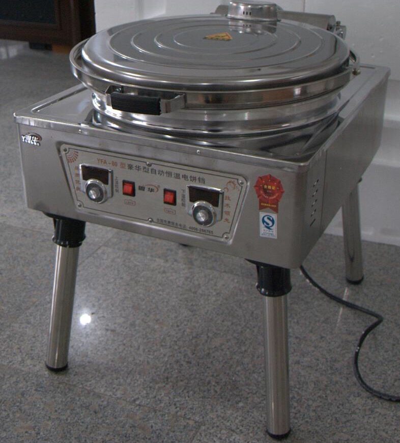 粤华摆摊自动恒温电饼铛煎包炉 烤饼机煎饼机商用双面烙饼