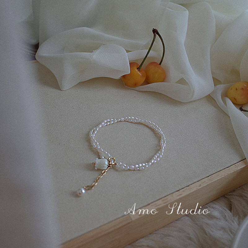 AMO铃兰14K包金高级感花式珍珠学生闺蜜手链女ins小众设计轻奢潮