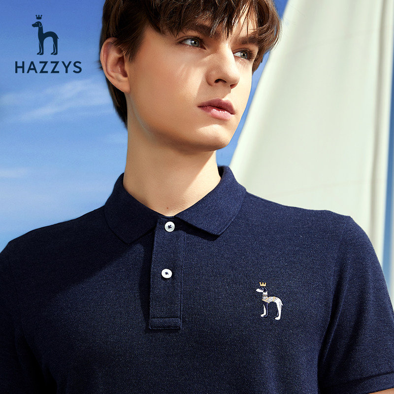 哈吉斯hazzys官方夏季纯色恤男新疆polo衫男时尚t恤