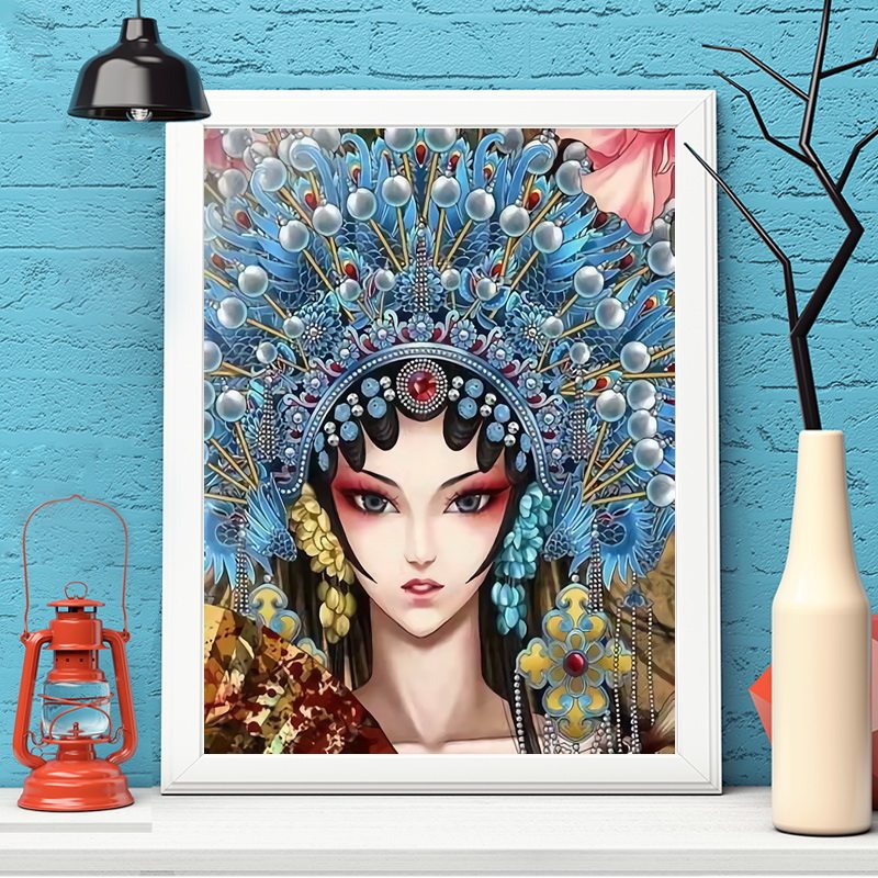 数字油画手工diy古风戏曲京剧花旦人物客厅装饰画diy