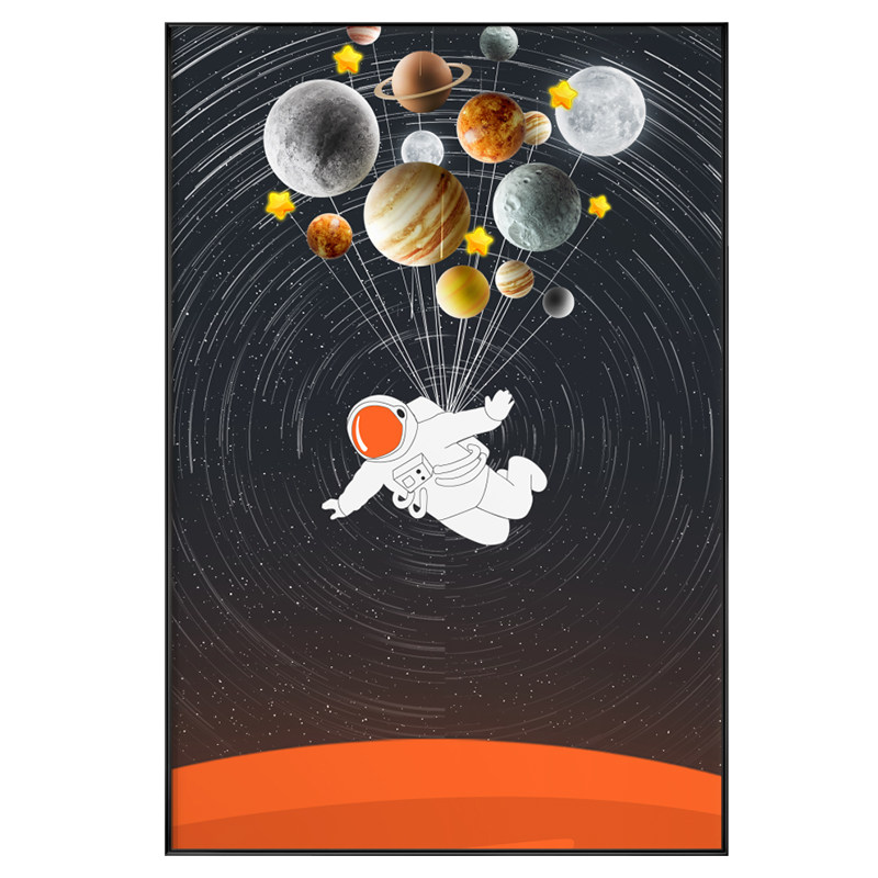 宇航员现代轻奢玄关走廊装饰画创意月球客厅挂画现代装饰画