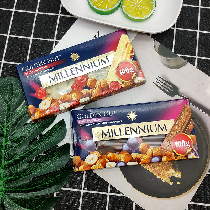 巧克力进口美莲乌克兰榛仁坚果牛奶波兰99�%可可纯果仁巧克力