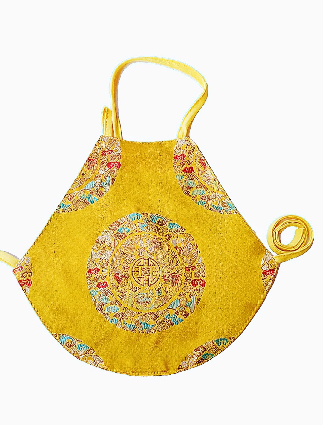 大红黄色龙凤吉祥新生婴幼儿传统绸缎红肚兜手工支持肚兜