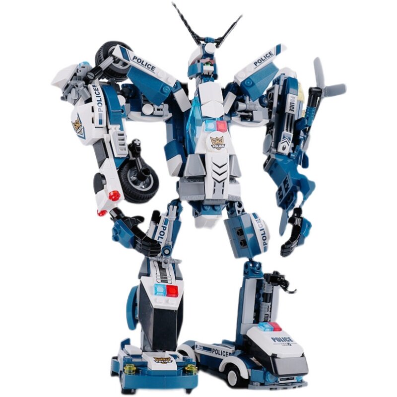 乐高2021新品积木变形金刚拼装男孩子警察机器人益智玩具建构