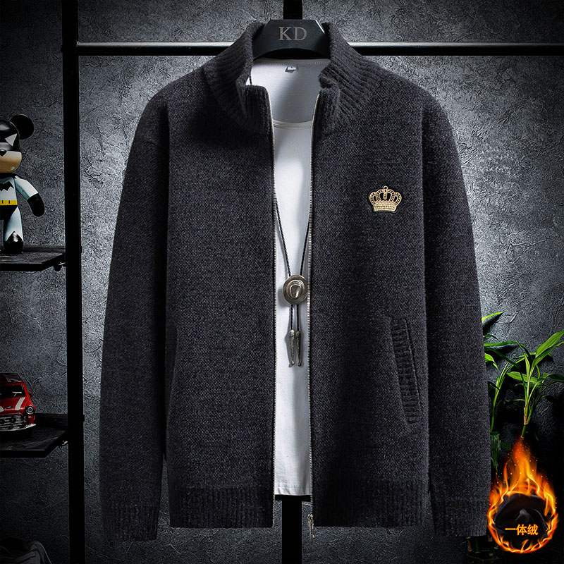 羊绒开衫毛衣男士2021秋冬季新款百搭针织衫潮流修身加厚休闲外套