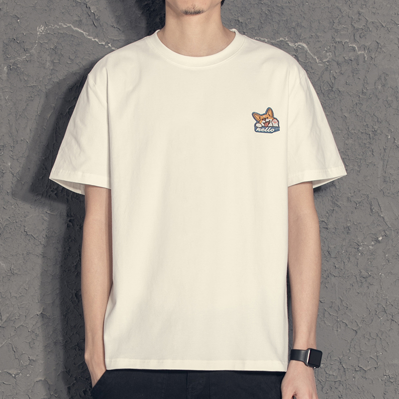 潮牌短袖t恤男士潮流ins刺绣圆领半袖打底上衣夏季薄款情侣体恤衫