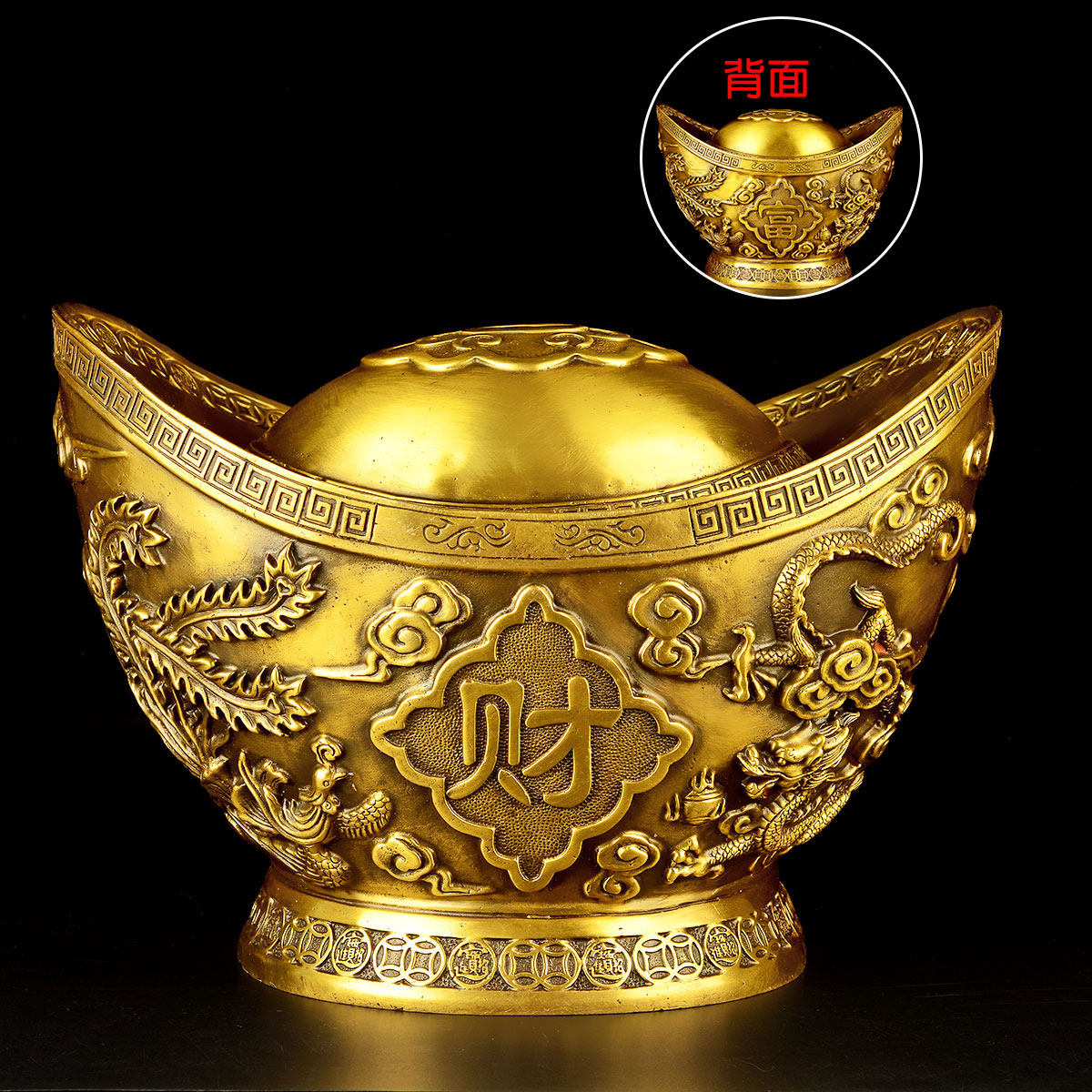 元宝风水阁铜金纯铜实心招财摆件家用供奉转运摆件