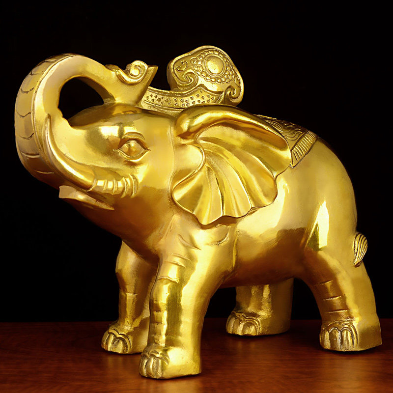 风水阁大象摆件全铜招财客厅装饰品吸水象一一对摆件