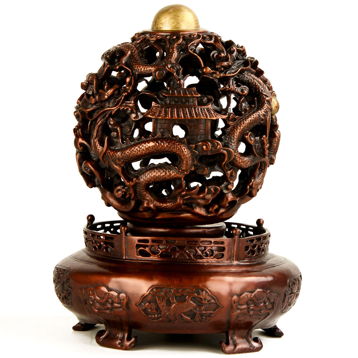 风水阁铜九转乾坤时来运转青龙鼎客厅办公室家居装饰摆件开业礼品